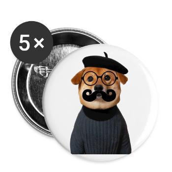 Dog Shiba Inu with beard and funny glasses - Buttons large 2.2''/56 mm (5-pack) - white - Front