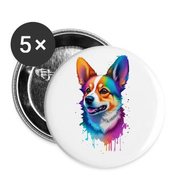 Corgi Rainbow Dog Funny Dog Breed Animal - Buttons large 2.2''/56 mm (5-pack) - white - Front