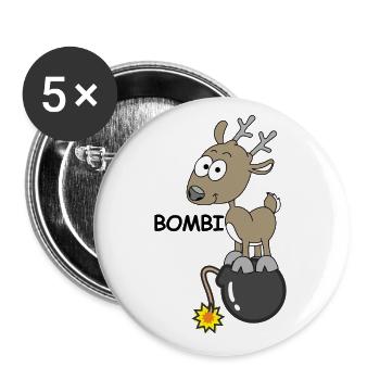 Bombi | Reh, lustige Bilder, explosiv - Buttons groß 56 mm (5er Pack) - Weiß - Vorne