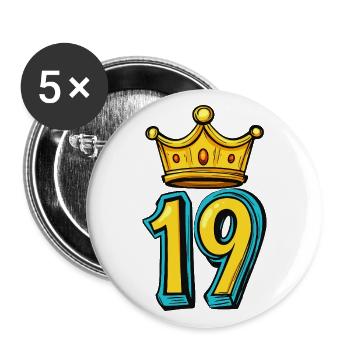 19 Couronne de chiffres - Lot de 5 grands badges (56 mm) - blanc - Devant