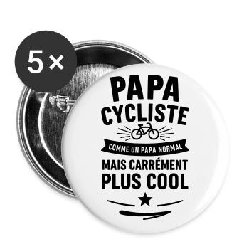 Papa cycliste – plus cool qu’un papa normal - Lot de 5 grands badges (56 mm) - blanc - Devant