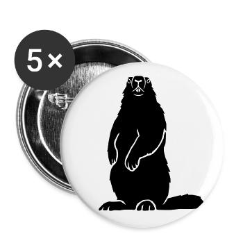 Murmeltier Alpen Alps Berge Groundhog Erdhörnchen - Buttons groß 56 mm (5er Pack) - Weiß - Vorne