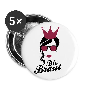 Die Braut - Jga - Buttons groß 56 mm (5er Pack) - Weiß - Vorne
