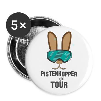 Ski Hase - Buttons groß 56 mm (5er Pack) - Weiß - Vorne