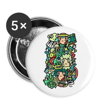 Japajazz par Juliooz - Lot de 5 grands badges (56 mm) - blanc - Devant