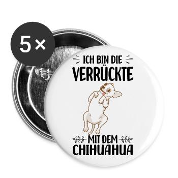 Chihuahua - Buttons groß 56 mm (5er Pack) - Weiß - Vorne