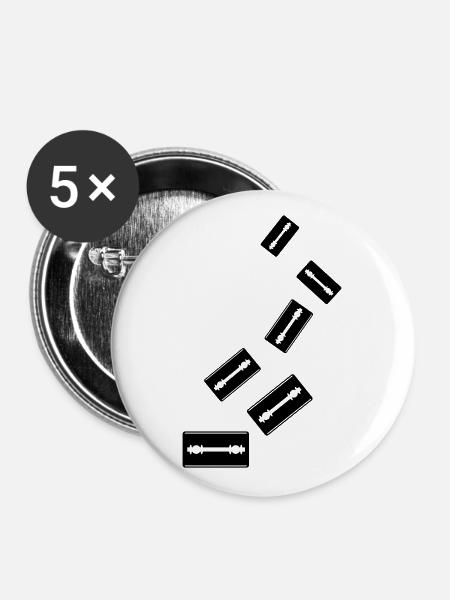Rasierklinge Icon Symbol - Buttons groß 56 mm (5er Pack) - Weiß