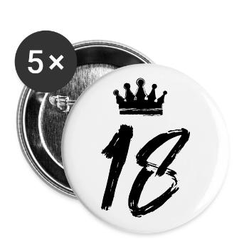 18 Zahl Krone - Buttons groß 56 mm (5er Pack) - Weiß - Vorne