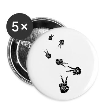 Hand frieden skelett - Buttons groß 56 mm (5er Pack) - Weiß - Vorne