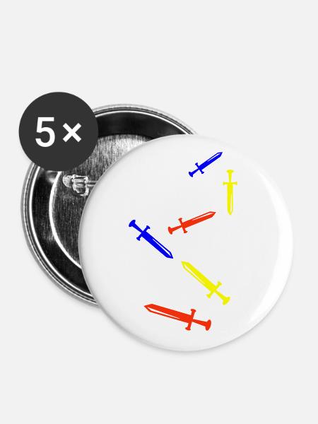 Schwert Icon Symbol - Buttons groß 56 mm (5er Pack) - Weiß