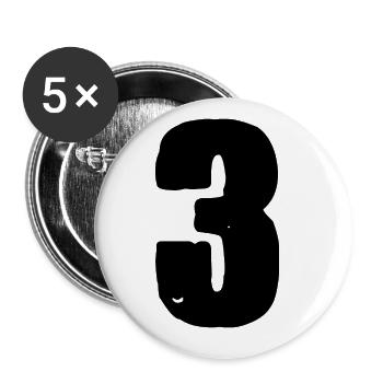 Maillot numéro 3 - Lot de 5 grands badges (56 mm) - blanc - Devant