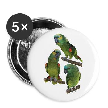 L’amazone à front bleu - Lot de 5 grands badges (56 mm) - blanc - Devant