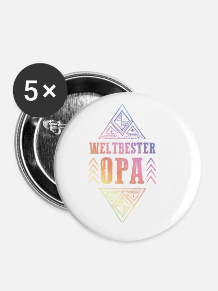 Weltbester Opa - Buttons groß 56 mm (5er Pack) - Weiß