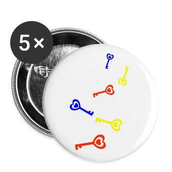 Cœur clé Mariage coloré - Lot de 5 grands badges (56 mm) - blanc - Devant