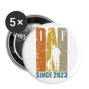 PAPA DEPUIS 2023 - Lot de 5 grands badges (56 mm) - blanc - Devant