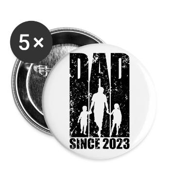 DAD SINCE 2023 PAPA 2 KINDER VATERTAG - Buttons groß 56 mm (5er Pack) - Weiß - Vorne