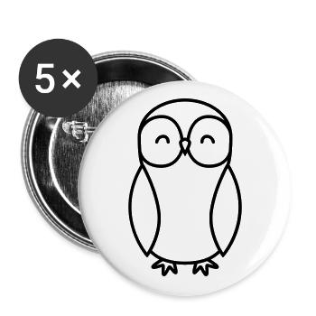 Eule Comic - Buttons groß 56 mm (5er Pack) - Weiß - Vorne