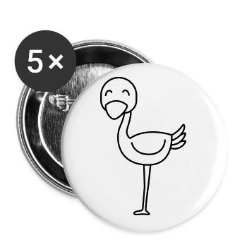 Strauß Comic Tier - Buttons groß 56 mm (5er Pack) - Weiß - Vorne