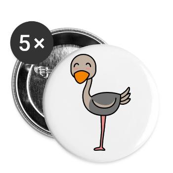 Strauß Comic Tier - Buttons groß 56 mm (5er Pack) - Weiß - Vorne