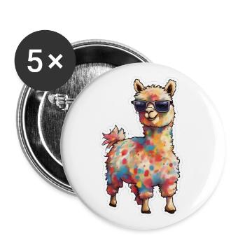 Alpaga éclaboussé de peinture fraîche - Lot de 5 grands badges (56 mm) - blanc - Devant