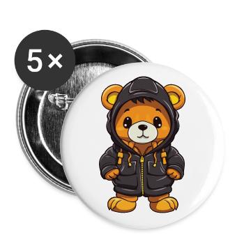 Bear Winter Comic Cute - Buttons large 2.2''/56 mm (5-pack) - white - Front