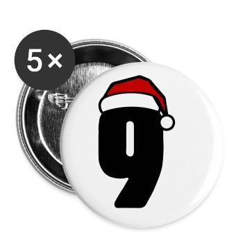 9 Zahl Weihnachten - Buttons groß 56 mm (5er Pack) - Weiß - Vorne
