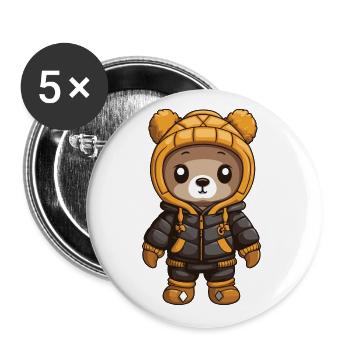 Bear Winter Comic - Buttons large 2.2''/56 mm (5-pack) - white - Front