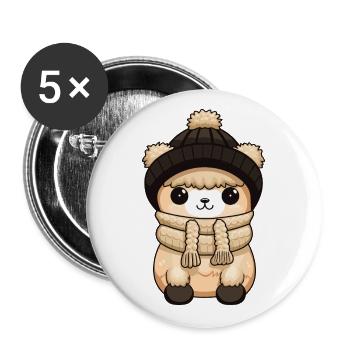 Alpaca Animal Baby Comic - Buttons large 2.2''/56 mm (5-pack) - white - Front