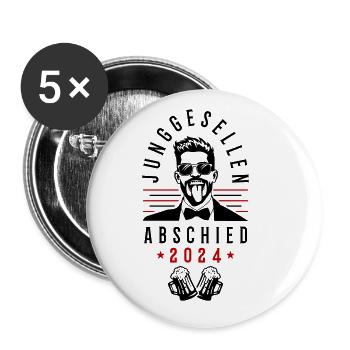 Junggesellenabschied 2024 - Buttons groß 56 mm (5er Pack) - Weiß - Vorne