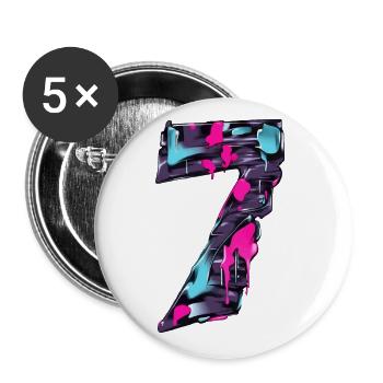 NR. 7 NUMMER 7 COOL 7. GEBURTSTAG - Buttons groß 56 mm (5er Pack) - Weiß - Vorne