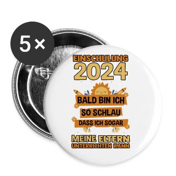 1st Grade Schoolchild Back to School Enrollment - Buttons large 2.2''/56 mm (5-pack) - white - Front