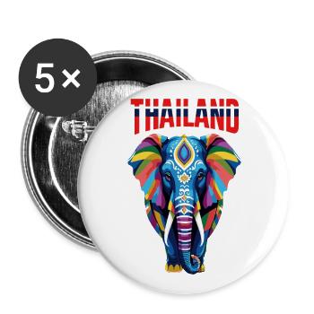 Colorful abstract elephant from Thailand - Buttons large 2.2''/56 mm (5-pack) - white - Front