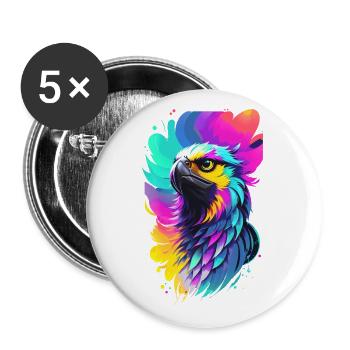 Bunter Adler im Splash Art Stil - Buttons groß 56 mm (5er Pack) - Weiß - Vorne