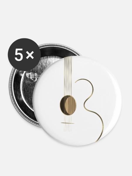 Acoustic Guitar Logo - Buttons large 2.2''/56 mm (5-pack) - white