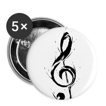 Violon Clef Musique - Lot de 5 grands badges (56 mm) - blanc - Devant