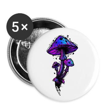 Psychedelic Mushrooms - Buttons groß 56 mm (5er Pack) - Weiß - Vorne