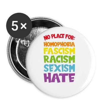 against homophobia gay pride lesbian LGBT Schwul - Buttons groß 56 mm (5er Pack) - Weiß - Vorne
