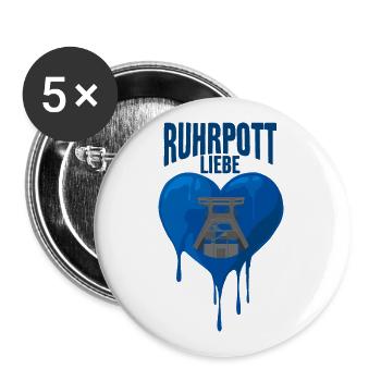 RUHRPOTT LIEBE RUHRGEBIET POTT ZECHE - Buttons groß 56 mm (5er Pack) - Weiß - Vorne