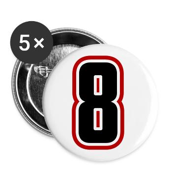 8 nombre symbole - Lot de 5 grands badges (56 mm) - blanc - Devant