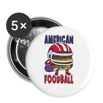 American Football Burger Spieler Cartoon Fan - Buttons groß 56 mm (5er Pack) - Weiß - Vorne