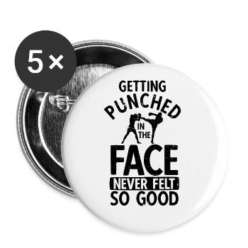 Kickboxing - Buttons groß 56 mm (5er Pack) - Weiß - Vorne