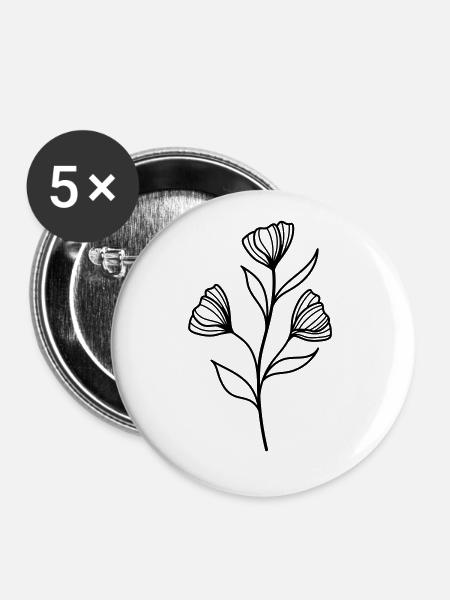 blume - Buttons groß 56 mm (5er Pack) - Weiß