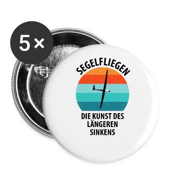 Segelflieger Segelfliegen Segelflugzeug Fliegen - Buttons groß 56 mm (5er Pack) - Weiß - Vorne