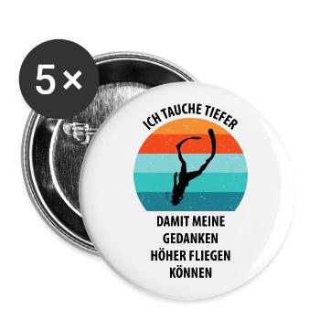 Taucher tauchen Sporttaucher Gerätetauchen - Buttons groß 56 mm (5er Pack) - Weiß - Vorne