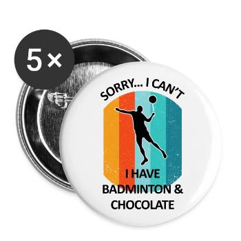 Badminton Badminton Badminton Player Chocolate - Buttons large 2.2''/56 mm (5-pack) - white - Front