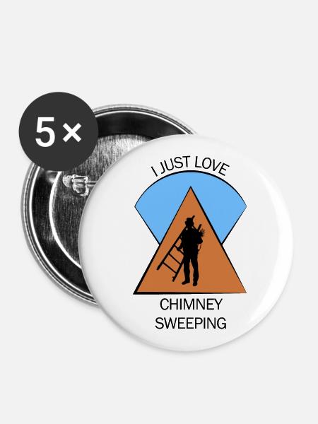 Schornsteinfeger Schlotfeger - Buttons groß 56 mm (5er Pack) - Weiß