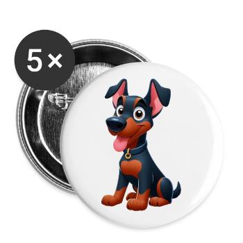 Doberman 2 - Buttons large 2.2''/56 mm (5-pack) - white - Front