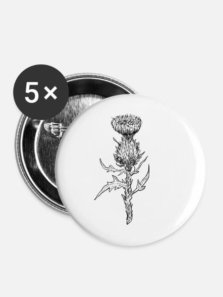 Distel Thistle - Buttons groß 56 mm (5er Pack) - Weiß