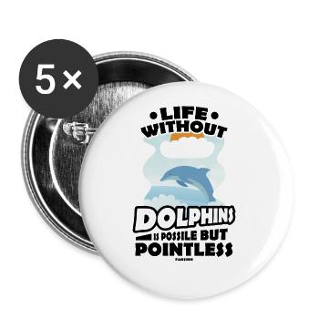 Delfin - Buttons groß 56 mm (5er Pack) - Weiß - Vorne
