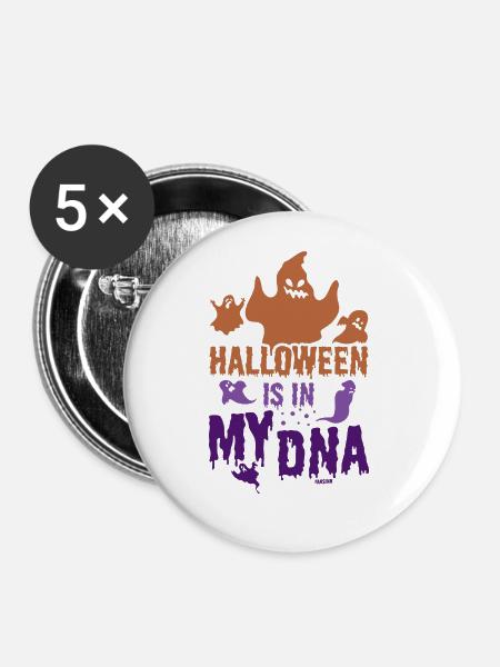 Halloween ist in meiner DNA - Buttons groß 56 mm (5er Pack) - Weiß